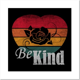 Be Kind T-shirt Heart Retro Posters and Art